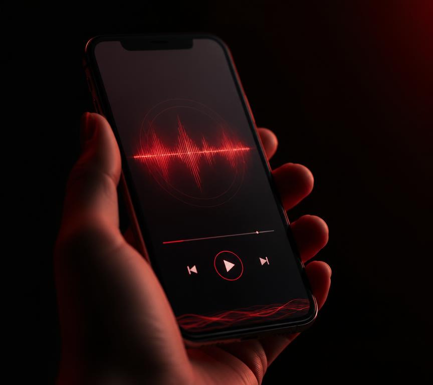 Hand holding a phone playing Radio Donya